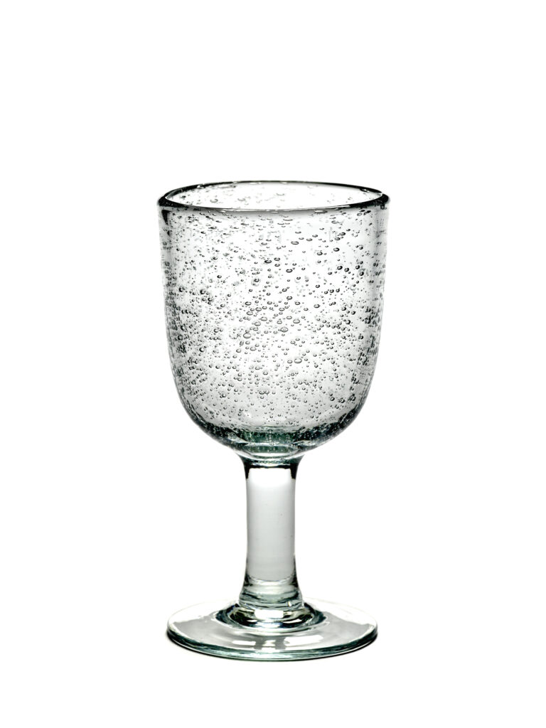 Red wine glass transparent with bubbles Pure