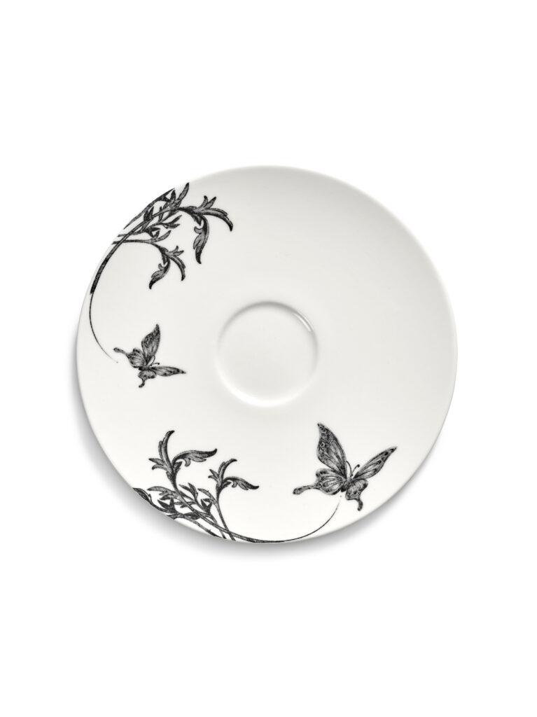 Saucer cappuccino cup butterfly white - black ballet Unity