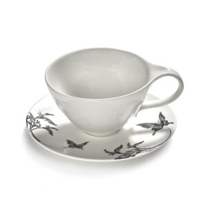 Saucer cappuccino cup butterfly white - black ballet Unity - Image 3